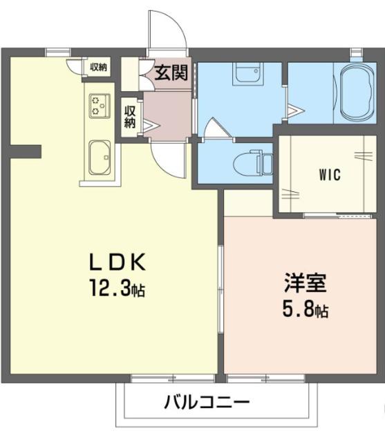 メビュース駅東通II(1LDK/1階)の間取り写真