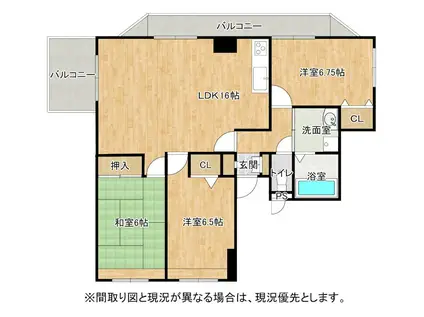 ひまわりハイツ日の出(3LDK/3階)の間取り写真