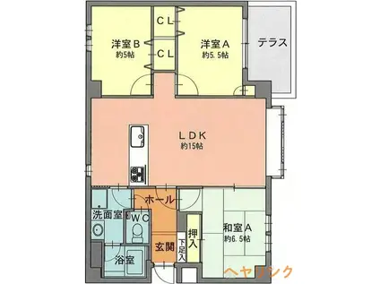 カーサ小井堀(3LDK/2階)の間取り写真