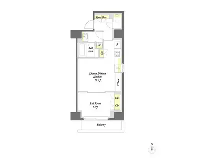 プライムメゾン日本橋馬喰町(1LDK/7階)の間取り写真