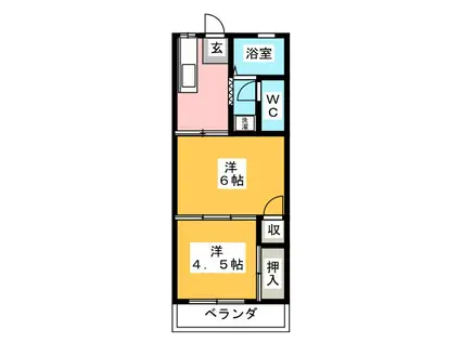 ローズハウス(2K/2階)の間取り写真