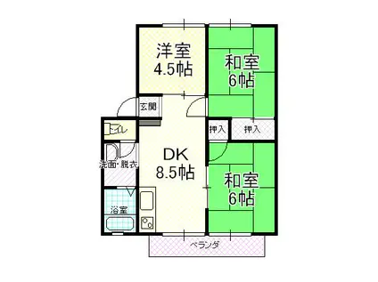 フローラルハイツ(3DK/2階)の間取り写真