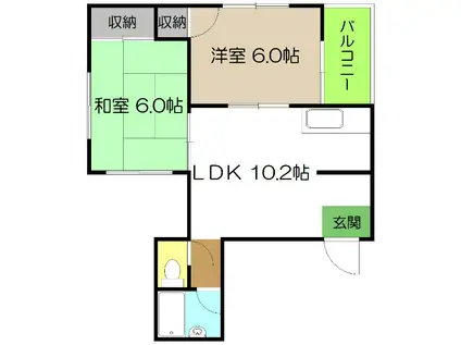 タクシン愛宕ビル(2LDK/2階)の間取り写真