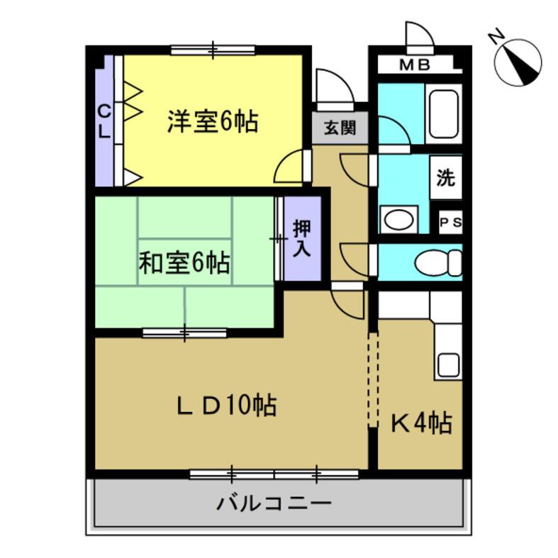 ビューテラス富貴(2LDK/3階)の間取り写真