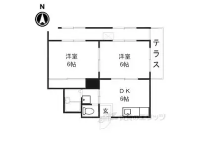 上野ハイツ2(2DK/1階)の間取り写真