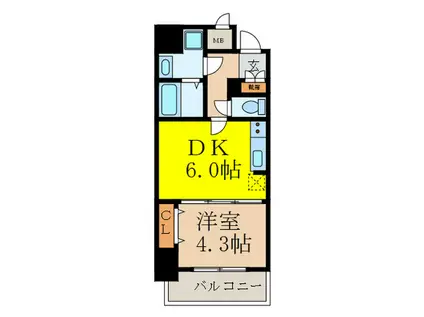 S-RESIDENCE江坂(1DK/13階)の間取り写真