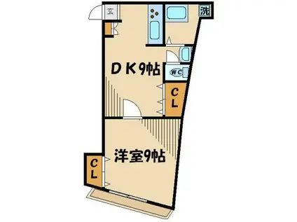 田谷野マンション(1LDK/2階)の間取り写真