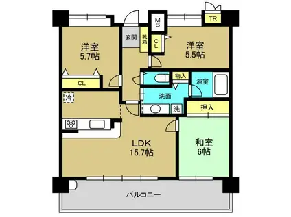 Dクラディア西田(3LDK/2階)の間取り写真