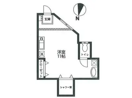 モモハウスカスヤ(ワンルーム/1階)の間取り写真