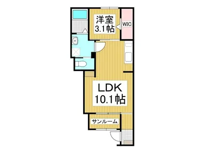 コンフォーティア四賀II(1LDK/1階)の間取り写真