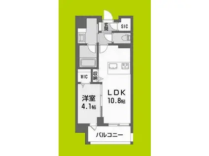 ウェルホームズ法円坂(1LDK/6階)の間取り写真
