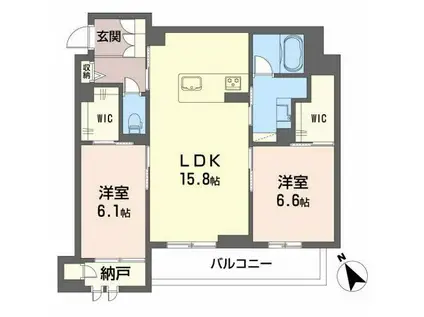 ロイヤルシャーメゾン高松(2LDK/2階)の間取り写真
