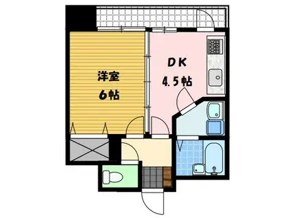 クオーレ中川(1DK/3階)の間取り写真