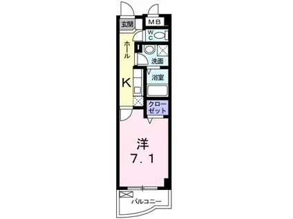 フェリーチェ宮崎台(1K/2階)の間取り写真
