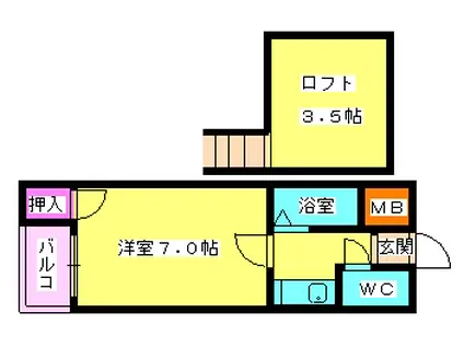 アート21下白水(1K/1階)の間取り写真