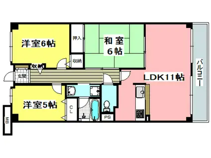 サワン東太田(3LDK/2階)の間取り写真