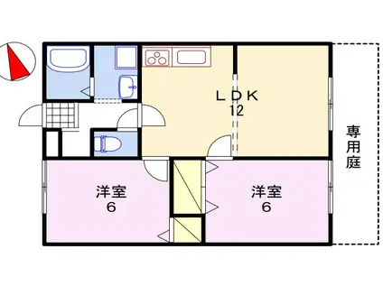 ルミエール飾磨II(2LDK/1階)の間取り写真