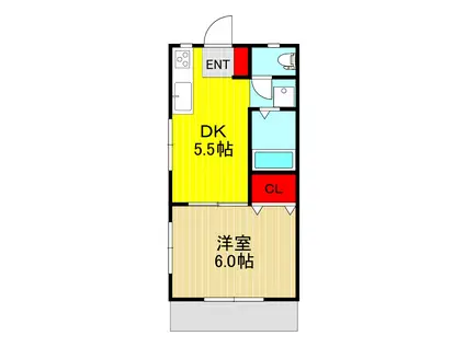三鈴ハイツ(1DK/1階)の間取り写真