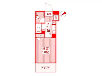 ロワール横濱関内(1K/6階)の間取り写真