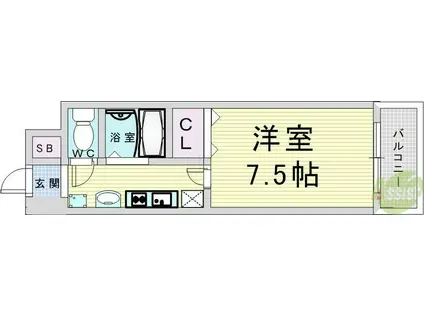 梅田エクセルハイツ(1K/13階)の間取り写真