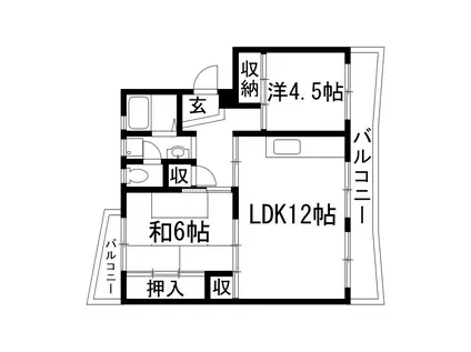 中山五月台19号棟(2LDK/4階)の間取り写真