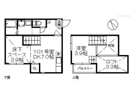 飛鳥の杜・II 231(1DK/1階)の間取り写真