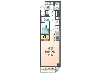 クリスタルハイツ XI(1K/2階)の間取り写真