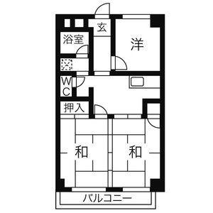 ドミール英(3K/4階)の間取り写真