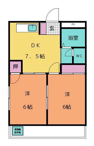大東ハイツパートV(2DK/3階)の間取り写真