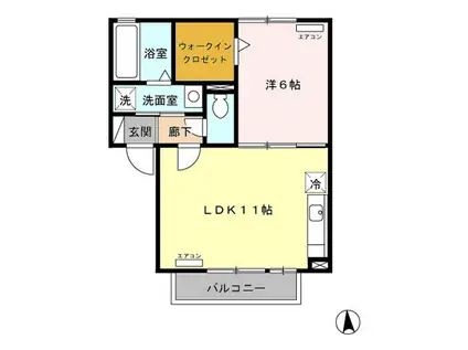 ベルテサクラ(1LDK/2階)の間取り写真