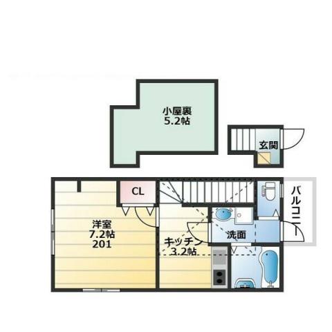あんしん大井(1K/2階)の間取り写真