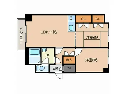 セクション103(2LDK/3階)の間取り写真