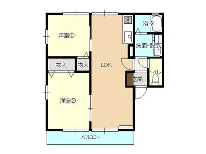 ハイムタウン末広A棟(2LDK/2階)の間取り写真