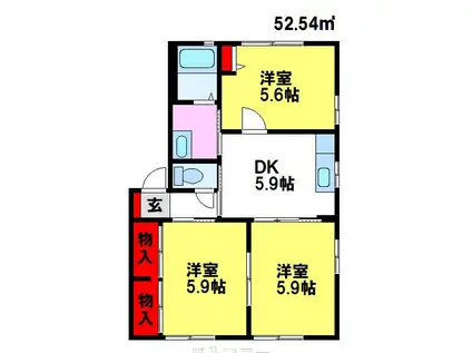 バリュージュシオン(3DK/2階)の間取り写真