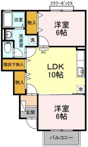 パティオ武中(2LDK/1階)の間取り写真