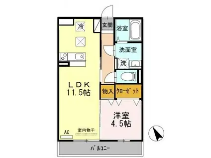 ローゼスポート港町B(1LDK/1階)の間取り写真