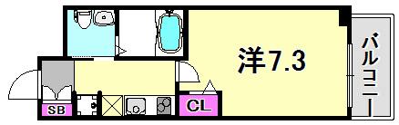 セレニテ神戸元町(1K/13階)の間取り写真