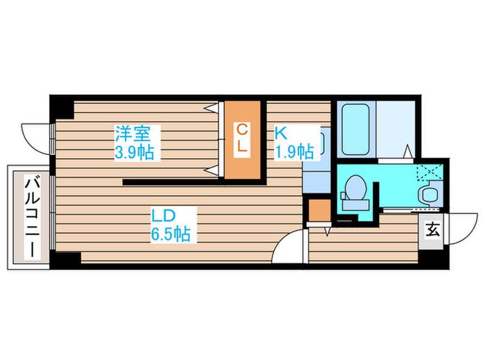 LEE東札幌A(1LDK/1階)の間取り写真