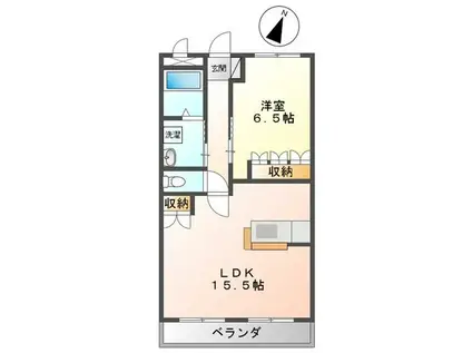 ヴィラ エスポワール(1LDK/2階)の間取り写真