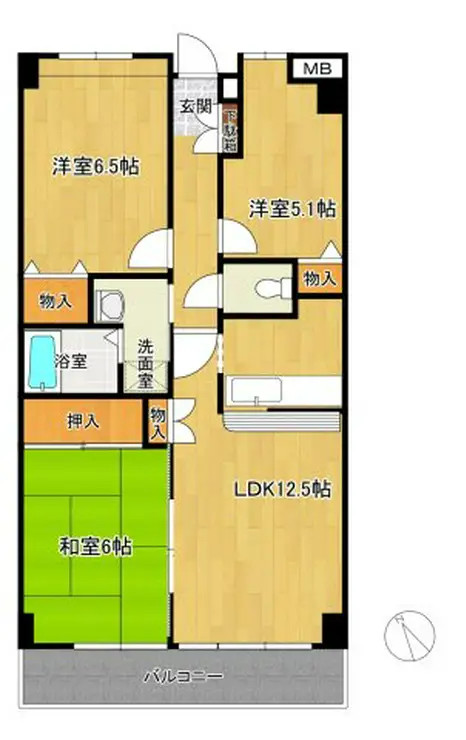ホワイトリバー稲毛 3階階 間取り