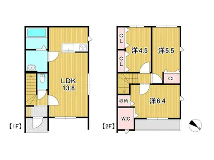 クレスト・ヒル C(3LDK/1階)の間取り写真
