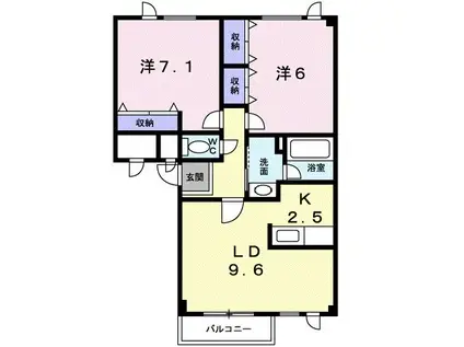 アヴェニール・ナナ(2LDK/2階)の間取り写真