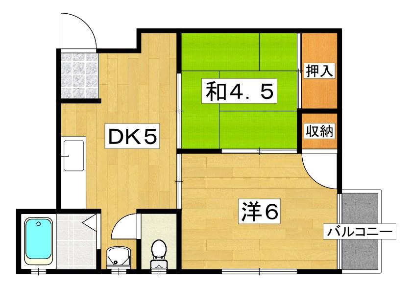 香里園ハウス(2DK/4階)の間取り写真