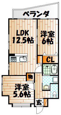 フェリーチェ中井けやき通(2LDK/4階)の間取り写真