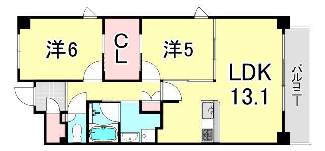 LIVECASA西宮(2LDK/2階)の間取り写真