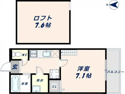 ぶるーむ(1K/2階)の間取り写真