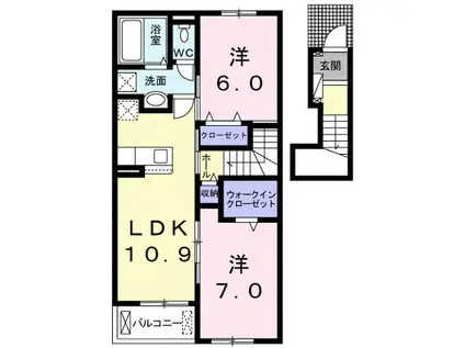 シャン・ド・フルールII(2LDK/2階)の間取り写真