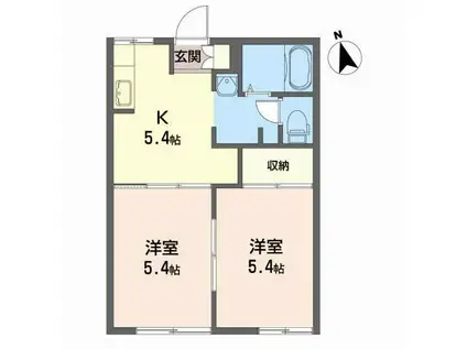 グランパティオ北上C(2K/1階)の間取り写真