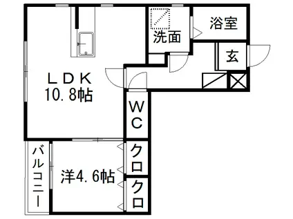 ベレッツァ大工町(1LDK/4階)の間取り写真