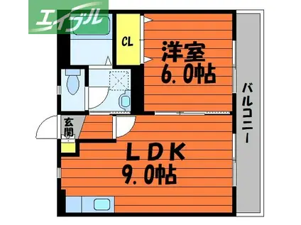 グランティーア(1LDK/2階)の間取り写真
